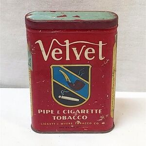 Vintage Velvet Pipe and Cigarette Tobacco Tin